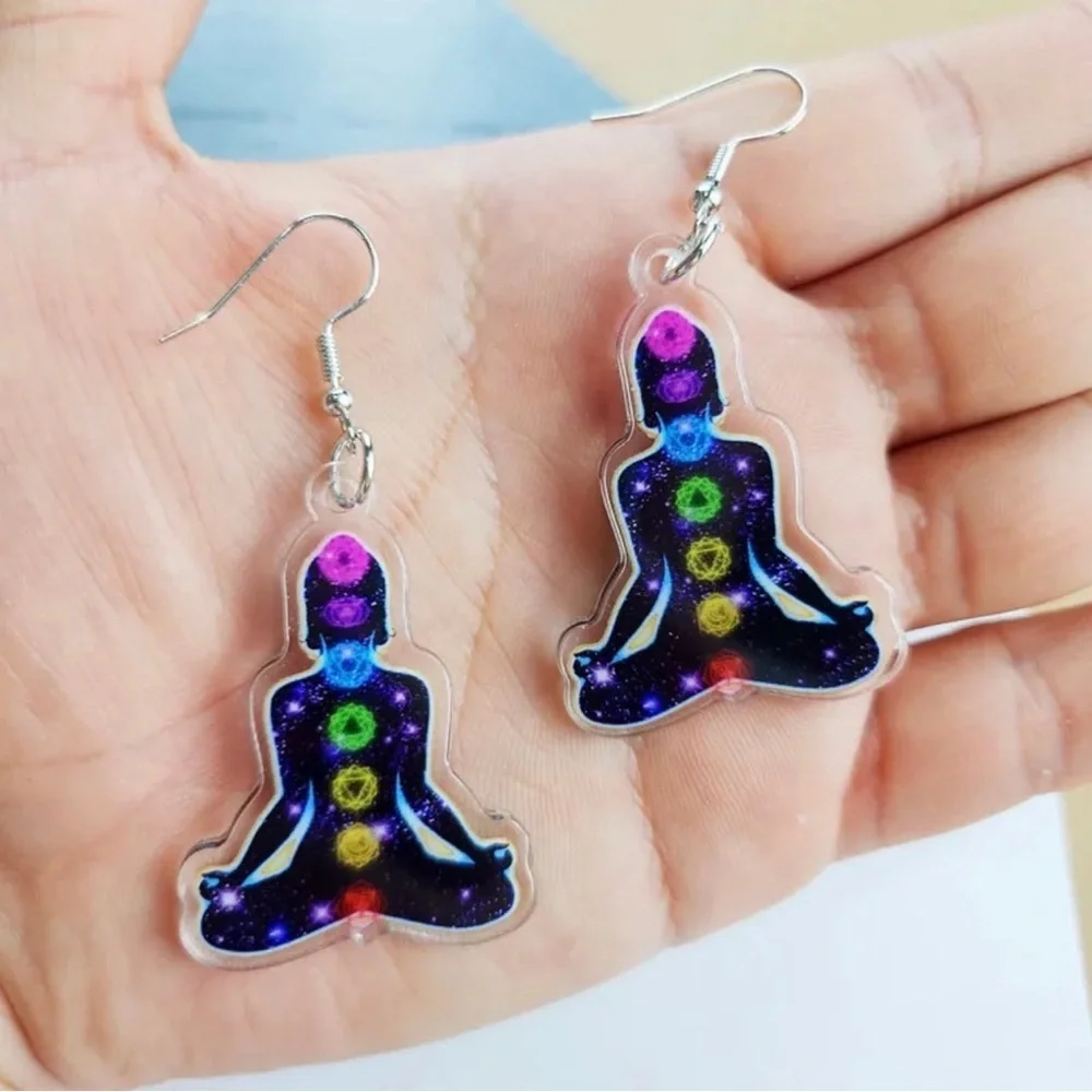 Chakra Dangle Earrings: Harmonize Your Style! NWT Reiki Healer, Yoga Instructor